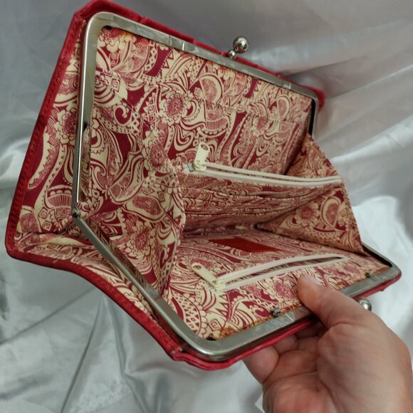 ^ HOBO International, Pink Fuchsia Magenta LEATHER Clutch Purse Handbag LARGE - Picture 6 of 10